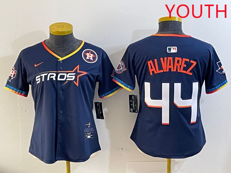 Youth Houston Astros #44 Alvarez Drak Blue Fourth generation Joint Name 2025 Nike MLB Jersey style 4->youth mlb jersey->Youth Jersey